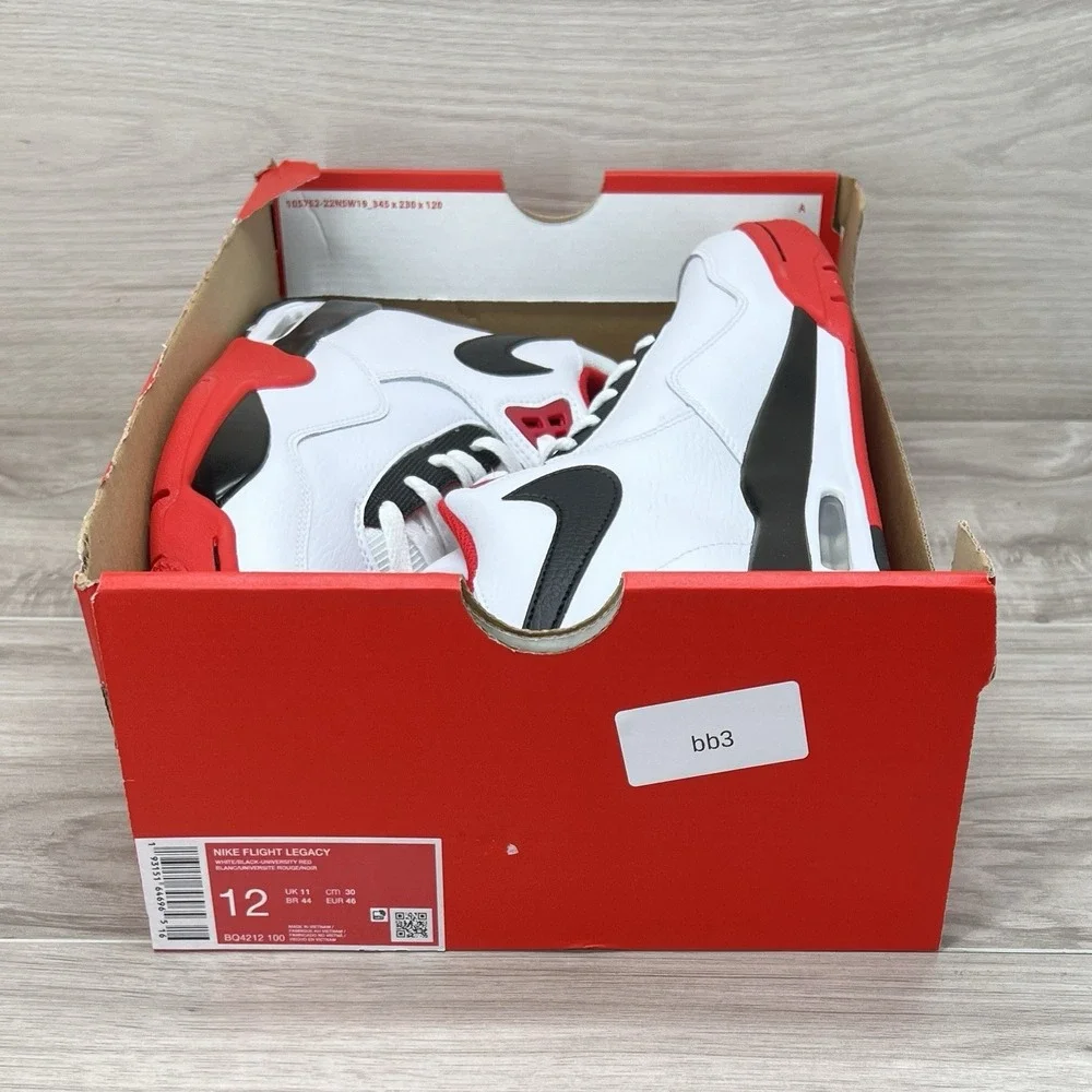 Nike Air Flight Legacy White Red Basketball Shoes BQ4212-100 Men's Sz 12